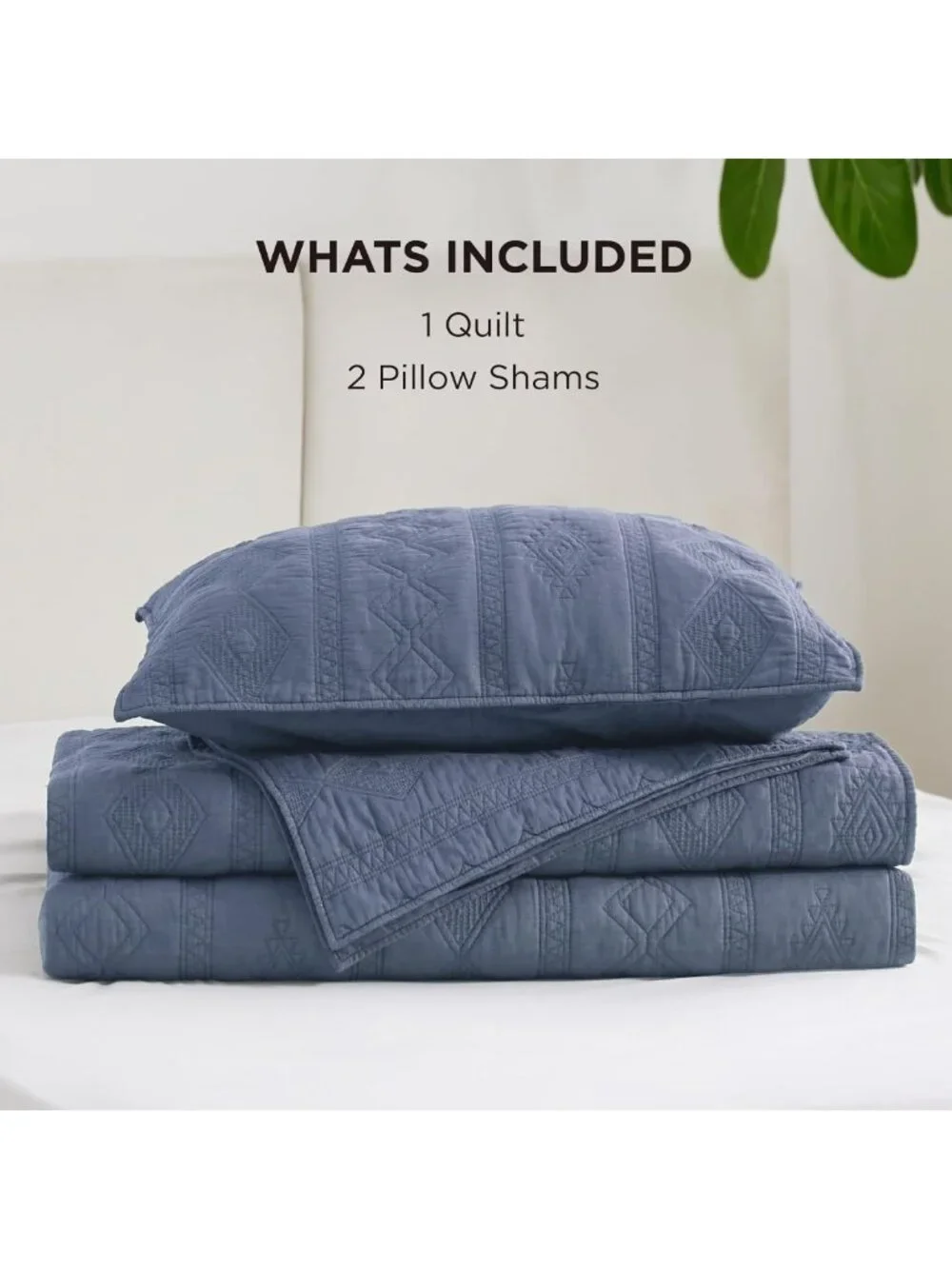 100% Cotton King Quilt Set - Soft Dusty Blue Bedspread for Cozy Bedroom Decor